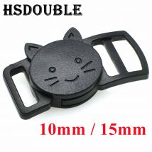 100Pcs/Pack 10mm/15mm Plastic Curved Cat-Head Safty Breakaway Buckle Black Cat Collar Paracord Webbing Apparel Accessories