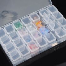 28-Gitter-Nageldiamant-Box, Kunststoff, leere Box, Mini, abnehmbare Dekoration, Perle, kleine Niete, halbtransparente Aufbewahrungsbox