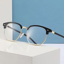 1 Piece of Men's Casual Style Half Framed Glasses PC Lenses Decorative Glasses Black Ideal Gift Choice