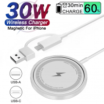 Magnetyczna ładowarka bezprzewodowa 30 W do iPhone'a 15 11 12 13 14 Pro Max USB typu C Szybkie ładowanie do Samsung S22 S23 Ultra Plus Ładowarka