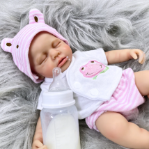 LouLou-Muñeca Reborn de silicona totalmente lisa para niña o niño, muñeca lavable para aliviar el estrés, juguete para regalo de Navidad, 13 pulgadas