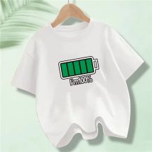 Sommer neue volle/niedrige Energie Batterie T-Shirt Kinder Jungen lässig Rundhals ausschnitt Tops lustige T-Shirt Studenten kleidung