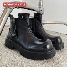 Hochwertige Textur ~ Chelsea-Stiefel aus Rindsleder der Oberschicht, schwierig zu vielseitigen, umgedrehten Stiefeln im Vibe-Stil, elastische kurze Stiefel