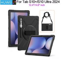 Robuste, stoßfeste Hülle für Samsung Galaxy Tab S10+ S10 Plus SM-X820 X826B Tab S10 Ultra 2024, Ständer, Silikonhülle