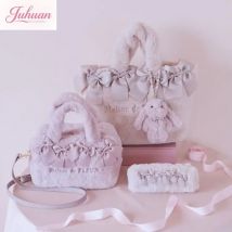 Kawaii Japanese Autumn and Winter New Cute Sweet Plush Rabbit Pendant Female Bow Plush Portable Shoulder Messenger Bag Female