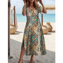 Mode Elegante Frauen Kleid Lose Beiläufige Kleid Frauen Gedruckt Kleid Neue Temperament