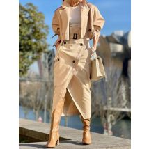 Mode Zweiteilige Sets Outfits Büro Dame Trainingsanzug Straße Tragen Cargo Set Langarm Jacke und Wrap Hohe Split Röcke Anzug