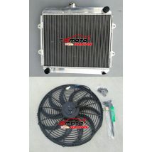 Radiatore in alluminio a 3 file + ventola per Toyota HILUX 22R 1.8L/2.0L/2.2L/2.4L Benzina RN85 RN90 YN85 1991 1992 1993 1994 1995 1996 1997