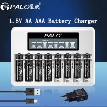 PALO 4-8Slots 1,5 V AA AAA Batterie Ladegerät LCD Display USB Schnelle Ladegerät Für 1,5 V AA AAA 2A 3A Li-Ion Lithium-Akku
