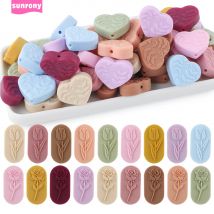 Sunrony Neue 10 Stücke Silikon Fokal Perlen Rose Tulpe Blatt Für Schmuck Machen DIY Schlüsselanhänger Halskette Armband Handgemachte Accessoires