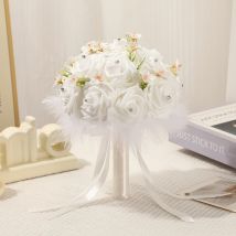 Eleganter böhmischer schicker künstlicher Brautstrauß aus Rosen, handgehaltene Simulationsblumen für die Hochzeitsbraut
