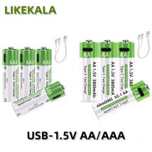 LIKEKALA Batterie ricaricabili agli ioni di litio AAA e AA USB agli ioni di litio 3800mAh 1,5 V AA + 3000 mAh Batteria AAA da 1,5 V con custodia di ricarica