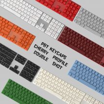 PBT-Tastenkappen, weiß, rosa, WOB-Tastenkappe, Double Shot, 126 Tasten, ISO-Alice-Layout, Kirschprofil für mechanische Cherry MX-Tastatur