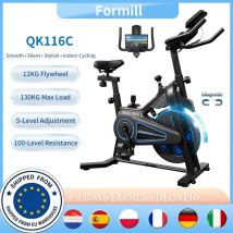 Formill QK116C Indoor-Magnet-Spin-Bike, 12 kg Schwungrad, einstellbarer Widerstand, LCD-Display, leiser Riemenantrieb, Heimtraining