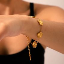 Luxus Laser 5-Klee-Blumen-Charm-Armband für Frauen und Mädchen, Trend-Kette, Armband, Armreif, Edelstahl, Markenschmuck, Party-Geschenk