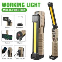Tragbare faltbare LED-Taschenlampe, starker Magnet, COB-Arbeitslicht, USB wiederaufladbar, Notfall-Flutlicht, Outdoor-Camping-Laterne