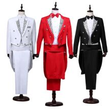 2024 Bent Flower Rot/Schwarz/Weiß Herren-Smoking-Set, zweiteilig, Zauberer-Bühnenaufführung, Dirigenten-Blazer-Jacke