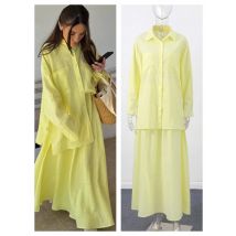 Solide Tasten Hemd Röcke Anzüge Frauen Casual Langarm Tasche Revers Bluse Halb Rock 2025, Sommer Herbst Chic Lose Sets Dame