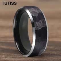 TUTISS Neuer Wolframring, 4/6/8 mm, Kuppelhammer, Wolframring mit abgeschrägter Kantenbehandlung, bequeme Passform