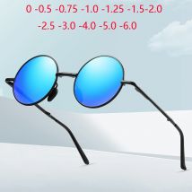 0-0,5-0,75 zu-6,0 Frauen Männer Falten Runde Polarisierte Sonnenbrille Mit Rezept Brillen Anti-Glare metall Myopie Sonnenbrille