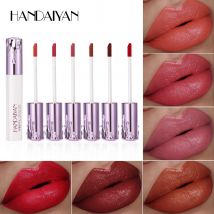Handaiyan 6-Farben-Flüssig-Lippenstift, matt, feuchtigkeitsspendend, langlebig, nicht farbverlustfarbe, wasserfester Lipgloss
