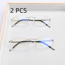 Occhiali da lettura con memoria senza montatura ultraleggeri flessibili da 2 pezzi per uomo donna occhiali da presbite anti luce blu + 1.0 ~ + 3.5