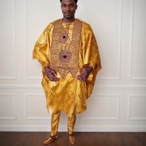 Neue Afrikanische Kleidung für Männer Dashiki Tradition Outfit Robe Stickerei Tops Hosen Anzüge Bazin Muslimischen Hochzeit Party Kleidung