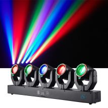 Lampada da discoteca da palco rotante XY a 5 teste da 180 W DMX512 Controllo del suono Fascio RGBW + Lampada da bar per feste a LED colorata laser verde