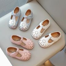 Mädchen Lederschuhe Hohl Ausschnitte Prinzessin Süße Weiche Kinder Freizeitschuhe 2025, Frühling Sommer T-Riemen Kinder Wohnungen für Hochzeit