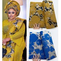 Luxus 2PCS African Sego Headtie 2025 Jacquard Gele Wrapper Aso Ebi Kopf Turban Motorhaube Stoff Bandanas Nigeria Abdeckung kopftuch