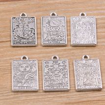 12 Stück 14 x 23 mm, 6 Stile, vergoldet, doppelseitig, Hexe, Wahrsagerei, Tarot-Anhänger, DIY-Charm, Halskette, Armband, Schmuck, Basteln