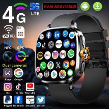Neueste Android 13.0 Smartwatch 5G Full Netcom Smartwatch mit 190 °   Drehkamera GPS-Position WIFI NFC 2100 mAh Akku 2,4 Zoll
