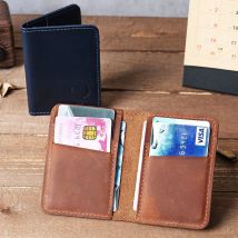 Handgemachte Retro verrückte Pferd Leder Kreditkarten halter Herren Brieftasche kurze ultra dünne schlanke ID Fahrer Lizenz Bankkarten Fälle