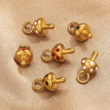 3 pezzi di accessori pendenti a forma di fungo in smalto in acciaio inossidabile, orecchini fai da te alla moda, braccialetti, gioielli, vendite dirette all'ingrosso