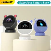 Base batteria per Echo Spot (2024) Supporto caricabatterie portatile Docking station da 5200 mAh con coperchio protettivo Base batteria Echo Spot
