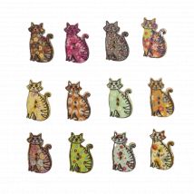 30pcs Mixed Style Cat Wood Buttons Sewing Scrapbooking Home Clothing DIY Making Gift Handwork Decor Cartoon Decorative 30x19mm