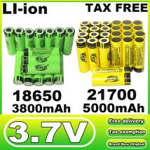 10-100 szt. 3.7V 18650 3800mAh 21700 5000mAh Akumulator Litowo-jonowy Wielokrotnego Ładowania DIY Baterie o Wysokim Prądzie Rozładowania do Narzędzi Elektrycznych