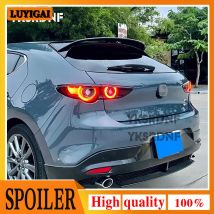 Para Mazda 3 Axela Hatchback 2013-2020 FRP fibra de carbono ventana trasera de coche embellecedor labio alerón trasero techo trasero maletero ala