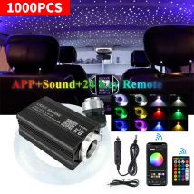 Car Starry Sky 1000 pezzi Bluetooth appRGB telecomando Cielo stellato luce in fibra controllata da voce Sorgente luminosa RGBW Alta potenza