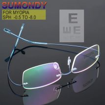 Rahmenlose Myopie-Brille -0,5 bis -8,0 Damen Herren Anti-Blaulicht oder photochrome randlose Brillen mit Rezept, individuell UF169