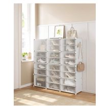 SONGMICS armadio scarpiera a 12 Slot, 30x40x30cm ciascuno, bianco, porte, telaio in acciaio, pannelli in plastica