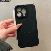 Original flüssiges Silikon, weiche magnetische Hülle für iPhone 16, 15, 14 Plus, 13, 12 Pro Max, Objektivschutz, kabelloses Laden, schlichte Abdeckung
