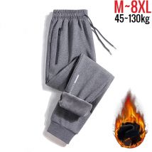 2024 große Männer Jogging hose Fleece warme Sport Jogger Hosen männliche Wintersport bekleidung reflektierende Training graue Hose großes Plus