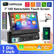Leekooluu universale 7 "1Din autoradio schermo retrattile manuale Android Auto Carplay Multimedia Video lettore MP5 USB/SD/AUX-IN
