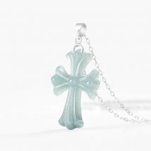 Myanmar Jadeite Cross Pendant Necklace Real Jade Luxury Fashion Designer 925 Silver Talismans Vintage Natural Gemstone Charm
