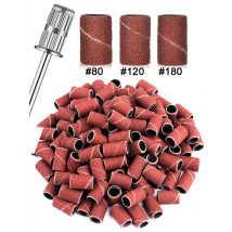 100pcs/50pcs Sanding Cap Bands For Electric Manicure Machine 180#/120#/80# Grit Nail Drill Grinding Bit Files Pedicure Tool Set