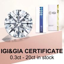 Biżuteria Messi z certyfikatem IGI GIA, diamenty hodowlane 0.3ct 0.5ct 0.8ct 1ct 1.5ct 2ct 3ct, diamenty laboratoryjne CVD HPHT