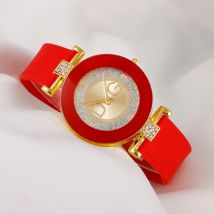 Luksusowy TOP DQG Brand Ladies Watch Red Silicone Diamond Men Cyfrowe zegarki kwarcowe dla kobiet