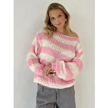 2024 Winter Pullover Frauen Rundhals Gestreiften Lose Faul Hundert Mit Lange Ärmeln Gestrickte Pullover Beiläufige Kurze Stricken Top a3005