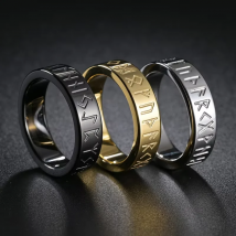New Vintage Letter Rune Rings Men Women Simple Nordic Odin Ring Stainless Steel Amulet Fashion Charm Jewelry Accessoires Gifts